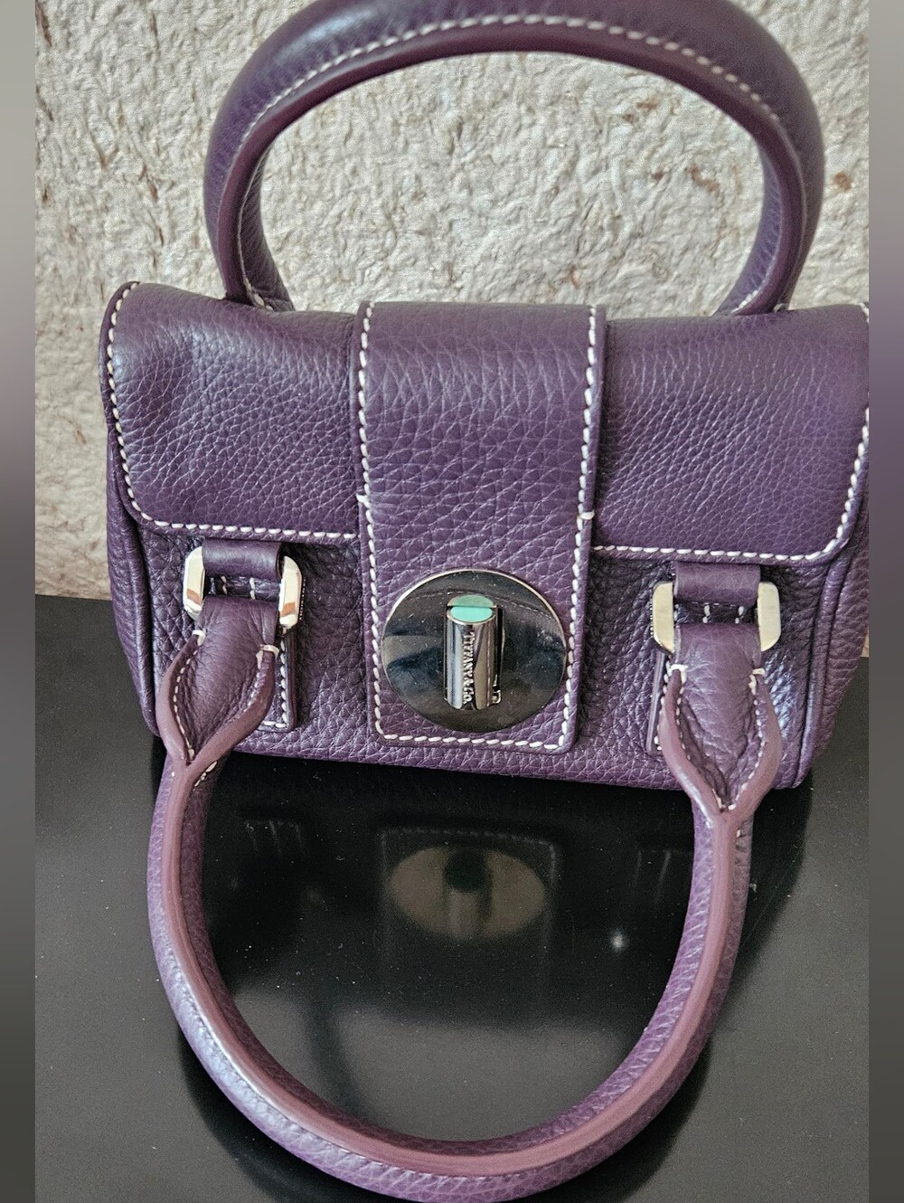 Tiffany Purple Leather Top-Handle Satchel